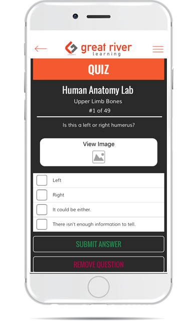 Screenshot of QuizPrep multiple choice quiz example.
