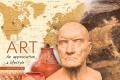 access card for Art: An Appreciation, A Lifestyle includes a Roman bust statue and a map of the world